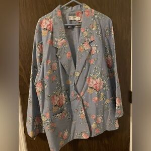 Blue Alfred Dunner 2X Blazer And Pink Florals